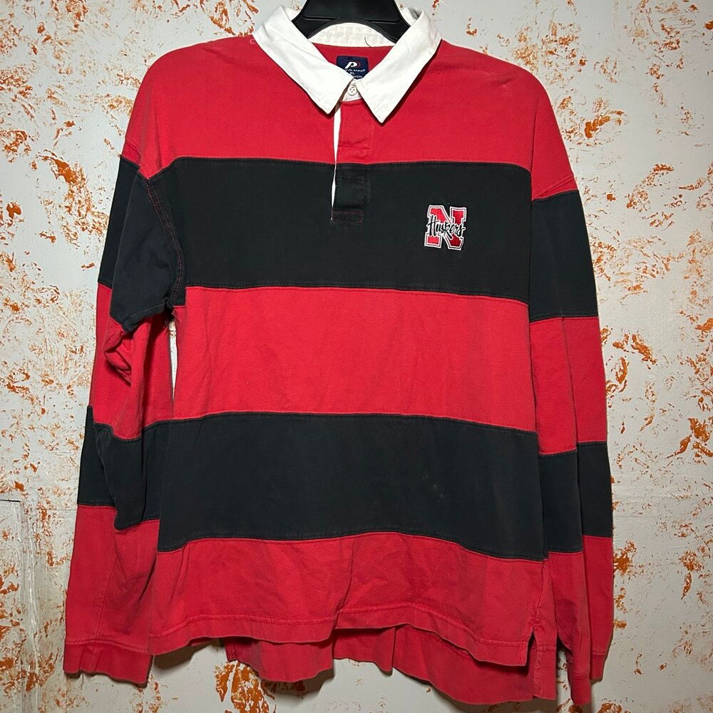 Vintage Pro Player Polo Rugby Shirt Mens XL Long Sleeve Nebraska Cornhuskers